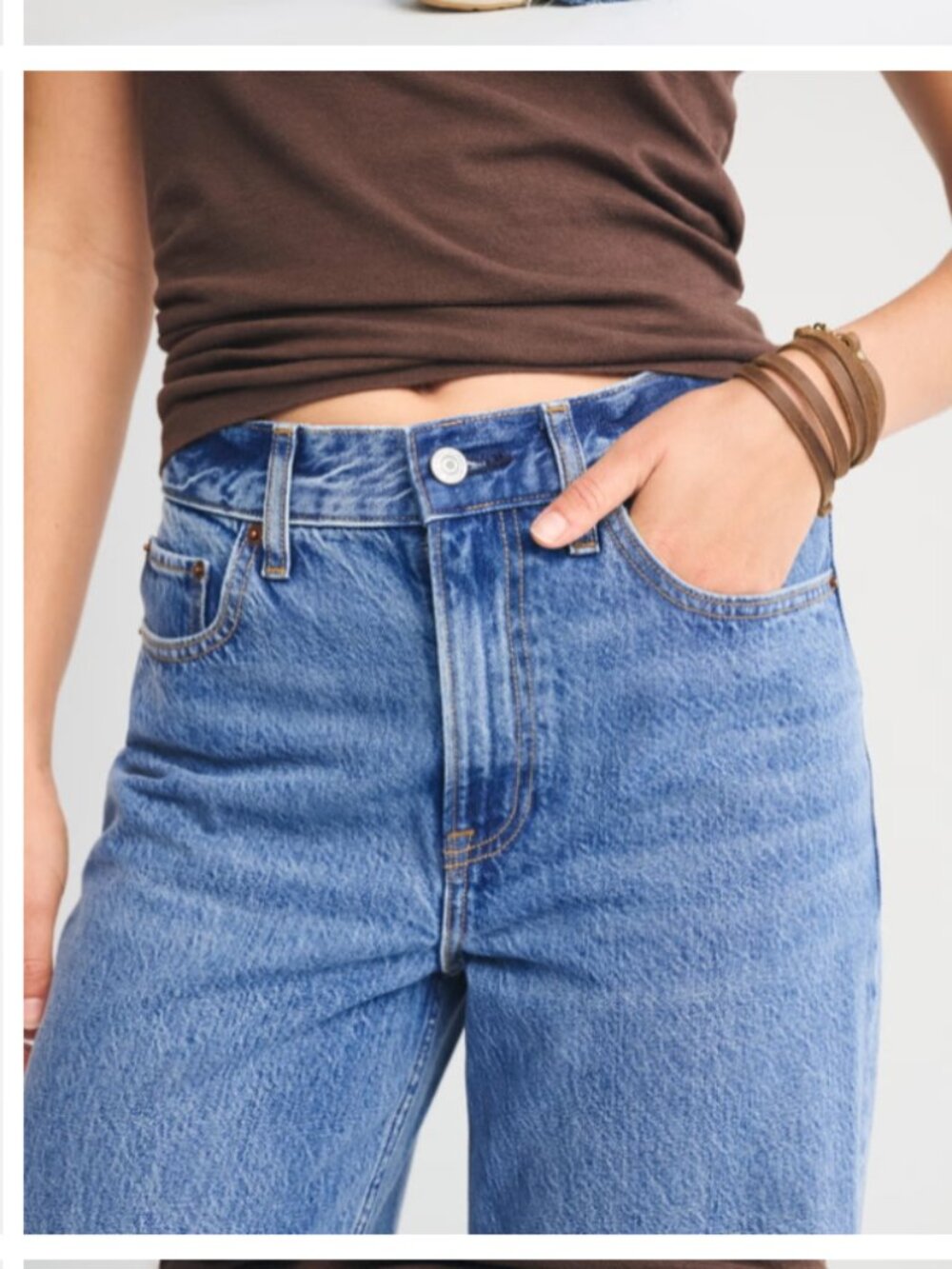 NWT Abercrombie & Fitch High Rise Wide Leg Jean Lightweight Drapey Rigid Raw Hem - Picture 3 of 16